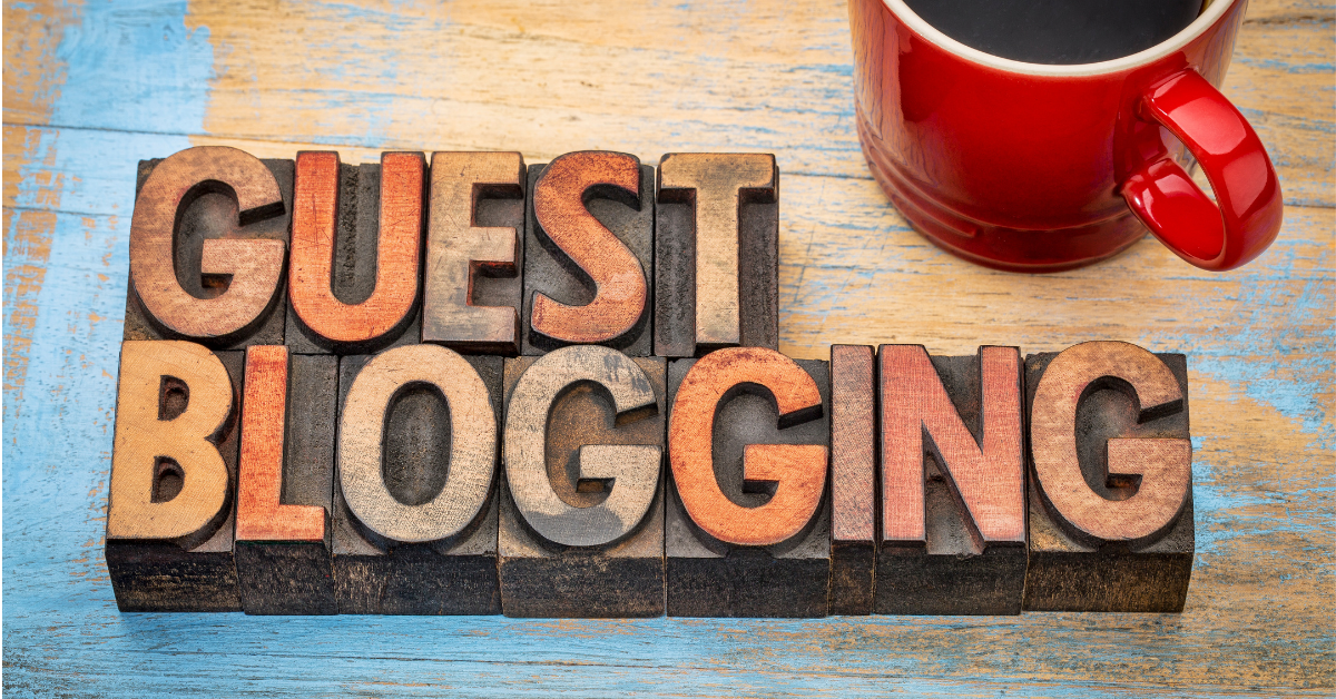 This image is about guest posting and blogging